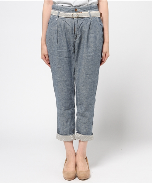 Westwood Outfitters（ウエストウッドアウトフィッターズ）の「【Westwood Outfitters】綿麻ダンガリー ベルト付きトラウザー（その他パンツ・レディース・カーキ/ブルー/ベージュ・SMALL/MEDIUM）」の13枚目の写真