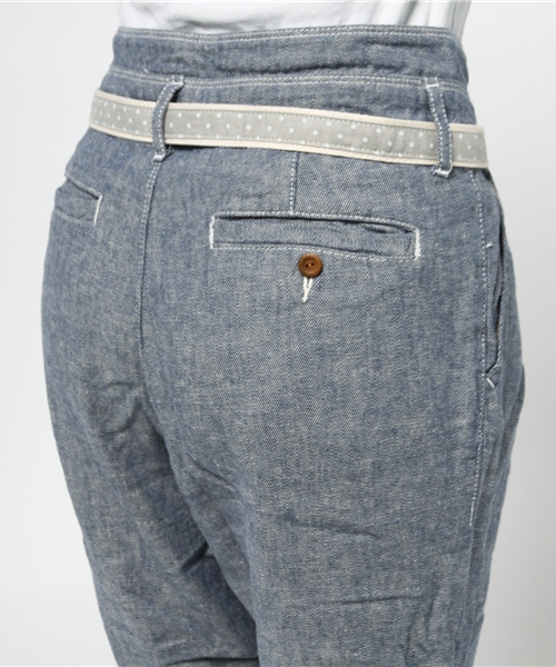 Westwood Outfitters（ウエストウッドアウトフィッターズ）の「【Westwood Outfitters】綿麻ダンガリー ベルト付きトラウザー（その他パンツ・レディース・カーキ/ブルー/ベージュ・SMALL/MEDIUM）」の8枚目の写真