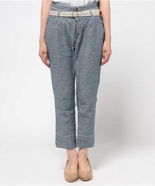 Westwood Outfitters（ウエストウッドアウトフィッターズ）の「【Westwood Outfitters】綿麻ダンガリー ベルト付きトラウザー（その他パンツ・レディース・カーキ/ブルー/ベージュ・SMALL/MEDIUM）」の6枚目の写真