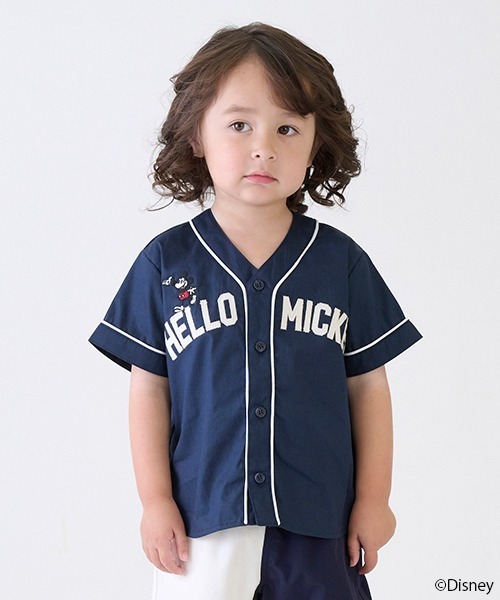 petit main（プティマイン）の「【Disney】ベースボールシャツ（シャツ/ブラウス・キッズ・ネイビー/オフホワイト・80ｃｍ/90cm/100cm/110cm/120cm/130cm）」の2枚目の写真