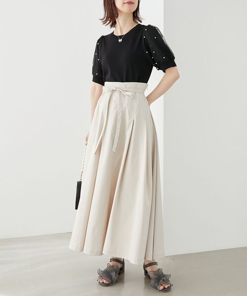 MAJESTIC LEGON(マジェスティックレゴン)の「パール&レースチュールスリーブニット(ニット/セーター・レディース・ライトグリーン/ピンク/オフホワイト/ラベンダー/ブルー/ブラック・MEDIUM)」の10枚目の写真