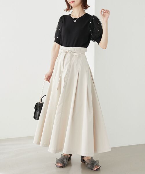 MAJESTIC LEGON(マジェスティックレゴン)の「パール&レースチュールスリーブニット(ニット/セーター・レディース・ライトグリーン/ピンク/オフホワイト/ラベンダー/ブルー/ブラック・MEDIUM)」の11枚目の写真