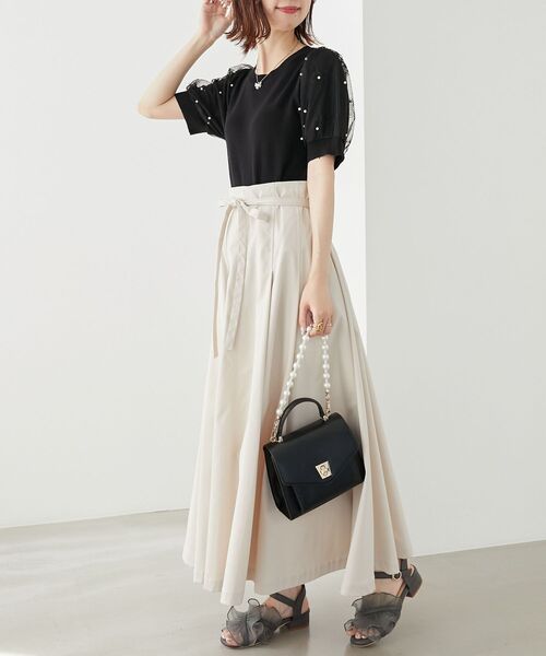 MAJESTIC LEGON(マジェスティックレゴン)の「パール&レースチュールスリーブニット(ニット/セーター・レディース・ライトグリーン/ピンク/オフホワイト/ラベンダー/ブルー/ブラック・MEDIUM)」の12枚目の写真