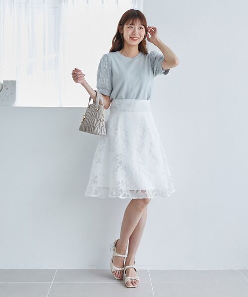 MAJESTIC LEGON(マジェスティックレゴン)の「パール&レースチュールスリーブニット(ニット/セーター・レディース・ライトグリーン/ピンク/オフホワイト/ラベンダー/ブルー/ブラック・MEDIUM)」の19枚目の写真