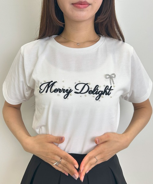 INGNI(イング)の「ふくれ刺しゅう装飾ロゴTシャツ(Tシャツ/カットソー・レディース・ピンク系7/ホワイト×ブラック/ブラック×ホワイト・M)」の4枚目の写真