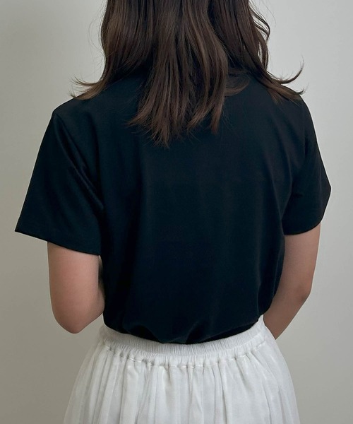 INGNI(イング)の「ふくれ刺しゅう装飾ロゴTシャツ(Tシャツ/カットソー・レディース・ピンク系7/ホワイト×ブラック/ブラック×ホワイト・M)」の7枚目の写真