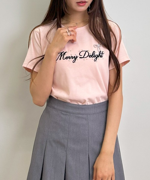 INGNI(イング)の「ふくれ刺しゅう装飾ロゴTシャツ(Tシャツ/カットソー・レディース・ピンク系7/ホワイト×ブラック/ブラック×ホワイト・M)」の12枚目の写真