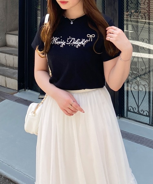 INGNI(イング)の「ふくれ刺しゅう装飾ロゴTシャツ(Tシャツ/カットソー・レディース・ピンク系7/ホワイト×ブラック/ブラック×ホワイト・M)」の20枚目の写真