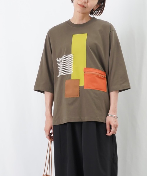 LUCA/LADY LUCK LUCA(ルカ/レディラックルカ)の「LC/LLL パッチワークTシャツ / 異素材MIXパッチワークTee(Tシャツ/カットソー・レディース・ブラック/カーキ/オフホワイト・FREE)」の11枚目の写真