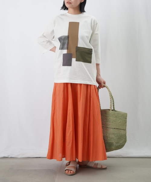 LUCA/LADY LUCK LUCA(ルカ/レディラックルカ)の「LC/LLL パッチワークTシャツ / 異素材MIXパッチワークTee(Tシャツ/カットソー・レディース・ブラック/カーキ/オフホワイト・FREE)」の15枚目の写真