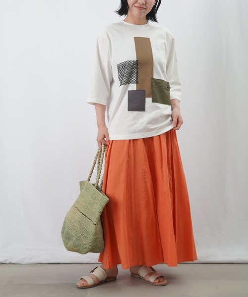 LUCA/LADY LUCK LUCA(ルカ/レディラックルカ)の「LC/LLL パッチワークTシャツ / 異素材MIXパッチワークTee(Tシャツ/カットソー・レディース・ブラック/カーキ/オフホワイト・FREE)」の13枚目の写真