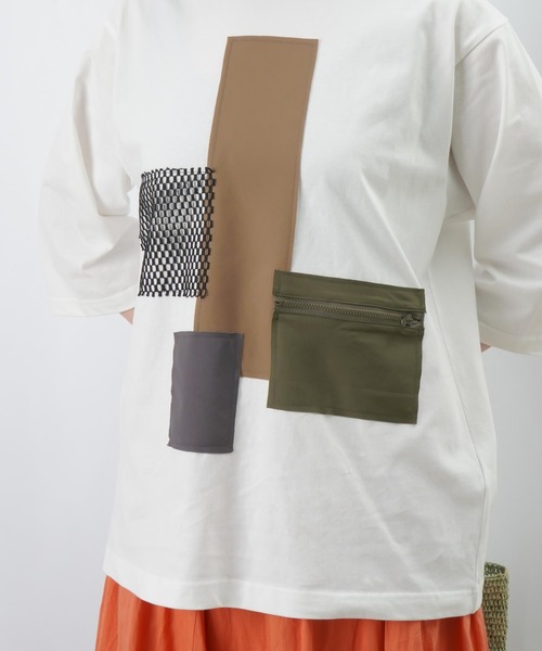 LUCA/LADY LUCK LUCA(ルカ/レディラックルカ)の「LC/LLL パッチワークTシャツ / 異素材MIXパッチワークTee(Tシャツ/カットソー・レディース・ブラック/カーキ/オフホワイト・FREE)」の17枚目の写真