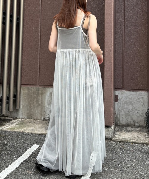 ISOOK（アイスー）の「【ISOOK / アイスー】チュールキャミソールワンピース / 2way 低身長向け リボン レイヤードワンピース シアーワンピース キャミワンピ ZOZOTOWN限定（ワンピース・レディース・ブラック/アイボリー・FREE）」の12枚目の写真