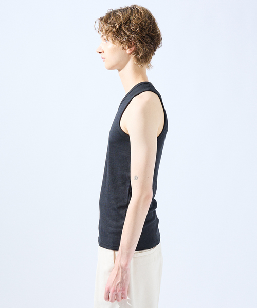 AH ABAHOUSE(エーエイチアバハウス)の「【AH ABAHOUSE】テレコ タンクトップ(Tシャツ/カットソー・メンズ・ホワイト/ブラック/グレー・46/48)」の5枚目の写真