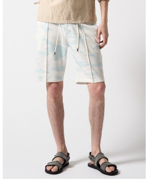 【LEON×B\'2nd×wjk】pleats shorts(l.blue camo)(その他パンツ)|wjk(ダヴルジェイケイ)