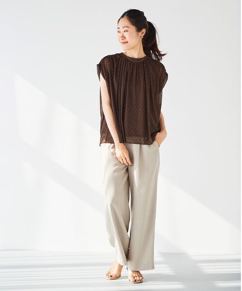 le.coeur blanc(ルクールブラン)の「チュールドットフロッキーギャザーブラウス(シャツ/ブラウス・レディース・ブラック系その他/ブラウン系その他2・38)」の8枚目の写真