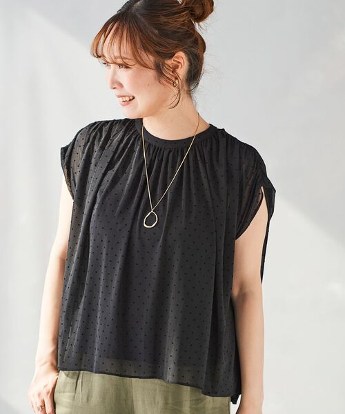 le.coeur blanc(ルクールブラン)の「チュールドットフロッキーギャザーブラウス(シャツ/ブラウス・レディース・ブラック系その他/ブラウン系その他2・38)」の20枚目の写真