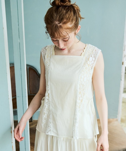 Crisp（クリスプ）の「サイドラインレースブラウス（シャツ/ブラウス・レディース・ブラック/アイボリー・FREE）」の21枚目の写真