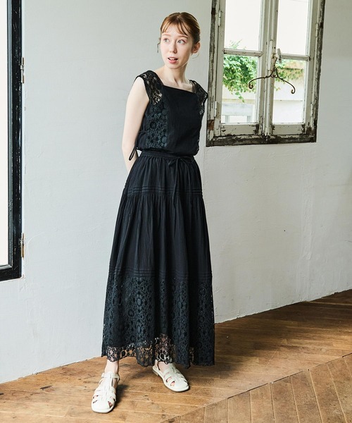 Crisp（クリスプ）の「サイドラインレースブラウス（シャツ/ブラウス・レディース・ブラック/アイボリー・FREE）」の6枚目の写真