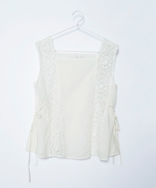 Crisp（クリスプ）の「サイドラインレースブラウス（シャツ/ブラウス・レディース・ブラック/アイボリー・FREE）」の9枚目の写真