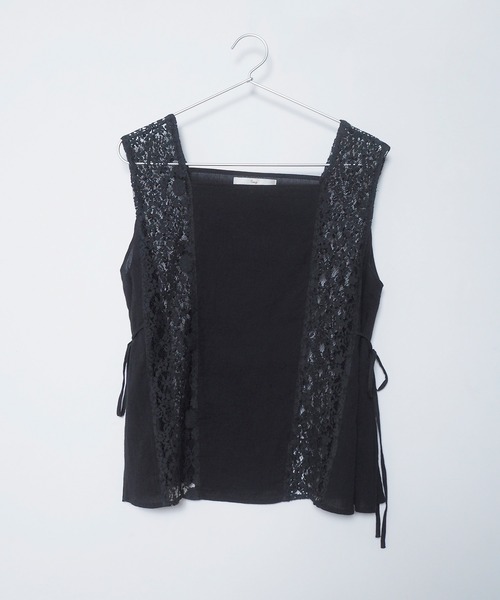 Crisp（クリスプ）の「サイドラインレースブラウス（シャツ/ブラウス・レディース・ブラック/アイボリー・FREE）」の10枚目の写真