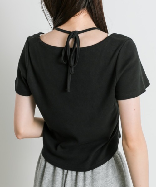 OLIVE des OLIVE(オリーブデオリーブ)の「レースアップ重ね着風カット(Tシャツ/カットソー・レディース・オフホワイト/サックスブルー/ブラック・FREE)」の18枚目の写真