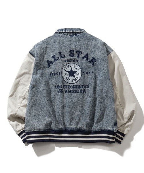 CONVERSE（コンバース）の「【CONVERSE/コンバース】バックロゴ 衿付きスタジアムジャンパー（スタジャン・メンズ・グリーン/ライトブラック/ケミカルウォッシュ/ブラック・L/M/LL）」の12枚目の写真