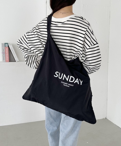 CLEA(クレア)の「SUNDAYロゴBIGトートバッグ(トートバッグ・レディース・ブルー系その他/ブラック/ホワイト・FREE)」の8枚目の写真