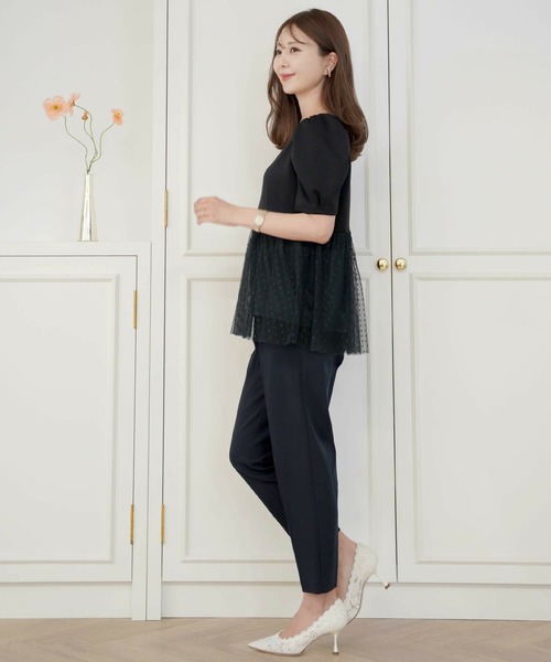 チュールレイヤード スカラップ カットソー le reve vaniller（Tシャツ/カットソー）｜le reve vaniller（ル レーヴ ヴァニレ）
