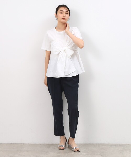 OPAQUE.CLIP（オペークドットクリップ）の「リボンビスチェドッキングカットソー【洗濯機洗い可】（Tシャツ/カットソー・レディース・ホワイト/ブラック/ブルー系4・38/40/42）」の13枚目の写真