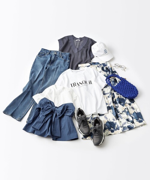 OPAQUE.CLIP（オペークドットクリップ）の「リボンビスチェドッキングカットソー【洗濯機洗い可】（Tシャツ/カットソー・レディース・ホワイト/ブラック/ブルー系4・38/40/42）」の4枚目の写真