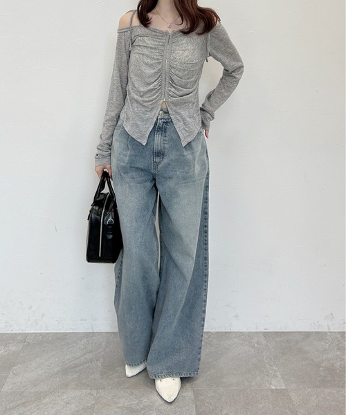 Heather（ヘザー）の「ギャザーフロントホックプルオーバー　139130（Tシャツ/カットソー・レディース・ブラック/グレー/オフホワイト・FREE）」の19枚目の写真