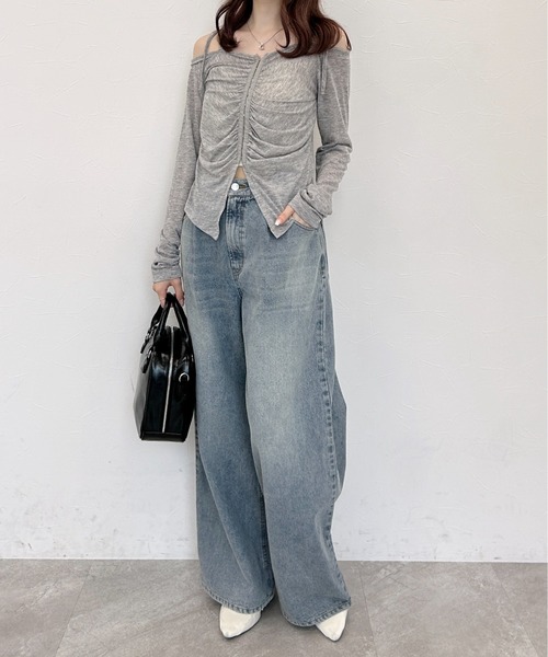 今季新作　37(24)サイズ　新品　7.9万 セール】ギャザーフロントホックプルオーバー 139130（Tシャツ