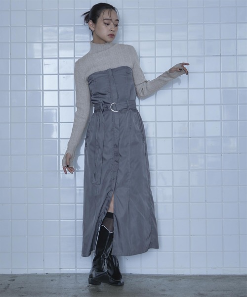 miette(ミエット)の「ビスチェ風ランダムリブニット(ニット/セーター・レディース・ブルー/レッド/マスタード/チャコールグレー/グレー・FREE)」の8枚目の写真