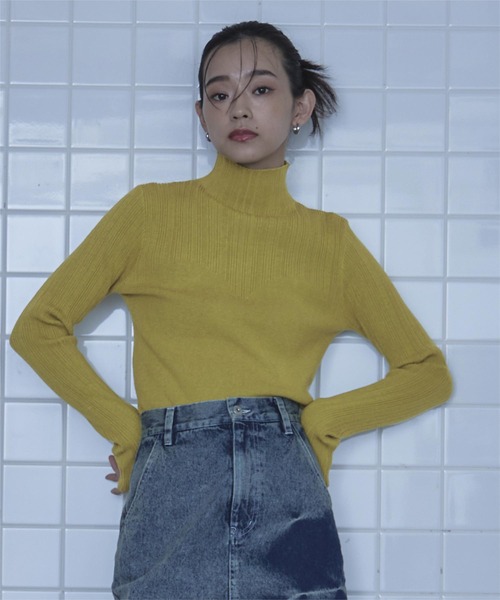 miette(ミエット)の「ビスチェ風ランダムリブニット(ニット/セーター・レディース・ブルー/レッド/マスタード/チャコールグレー/グレー・FREE)」の12枚目の写真