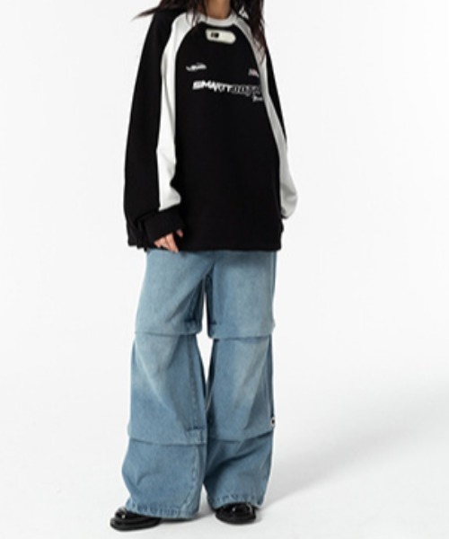 lilful（リルフル）の「サイドライン ゲームシャツユニフォーム スウェット（スウェット・レディース・ブラック/ブラウン・M/L）」の4枚目の写真