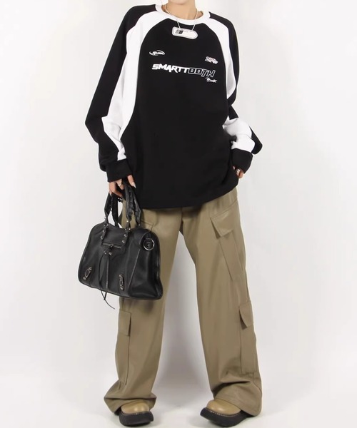 lilful（リルフル）の「サイドライン ゲームシャツユニフォーム スウェット（スウェット・レディース・ブラック/ブラウン・M/L）」の5枚目の写真