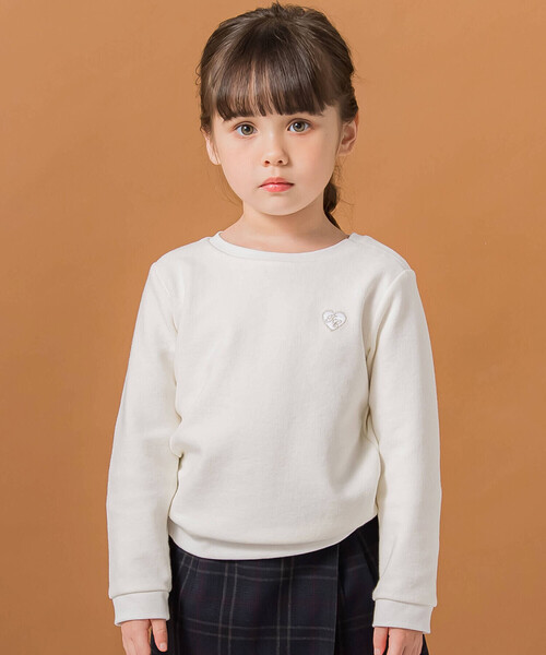 【セール】【日本製】コットンパイルハート刺しゅう付きトレーナー(100~140cm)（スウェット）｜Tartine et Chocolat（タルティーヌエショコラ）