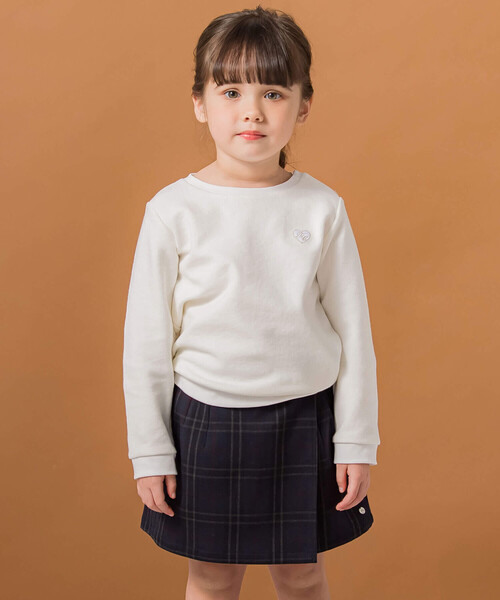 【セール】【日本製】コットンパイルハート刺しゅう付きトレーナー(100~140cm)（スウェット）｜Tartine et Chocolat（タルティーヌエショコラ）