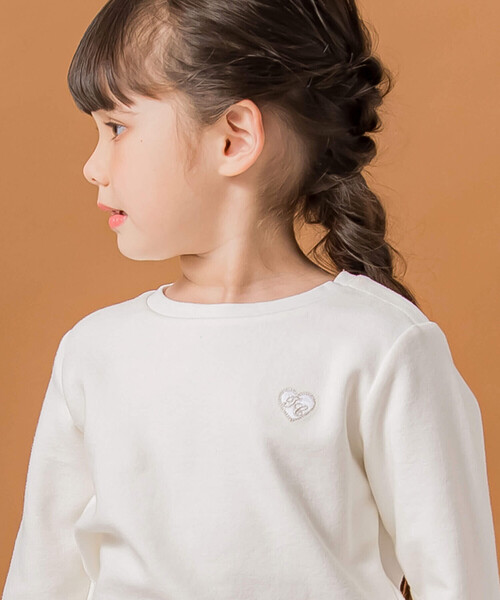 【セール】【日本製】コットンパイルハート刺しゅう付きトレーナー(100~140cm)（スウェット）｜Tartine et Chocolat（タルティーヌエショコラ）