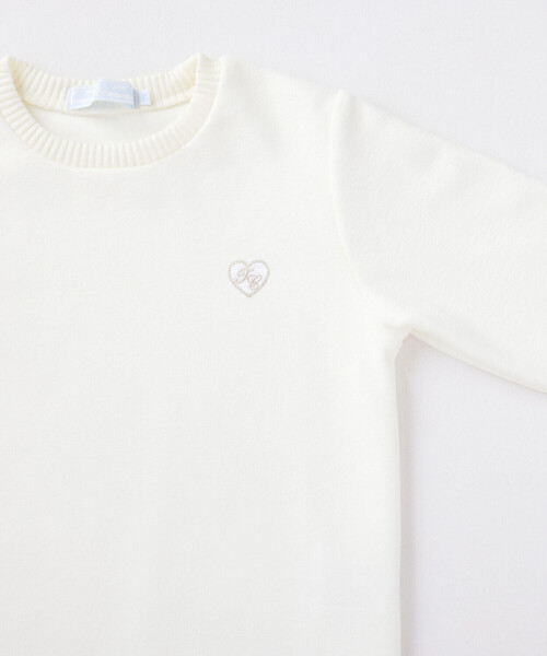 【セール】【日本製】コットンパイルハート刺しゅう付きトレーナー(100~140cm)（スウェット）｜Tartine et Chocolat（タルティーヌエショコラ）