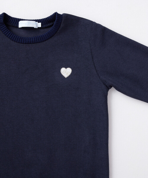 【セール】【日本製】コットンパイルハート刺しゅう付きトレーナー(100~140cm)（スウェット）｜Tartine et Chocolat（タルティーヌエショコラ）