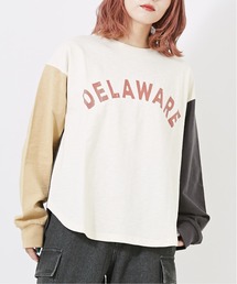 CUBE SUGAR（キューブシュガー）の「10/-スラブ天竺カットソー配色ロングTシャツ（Tシャツ/カットソー・メンズ）」