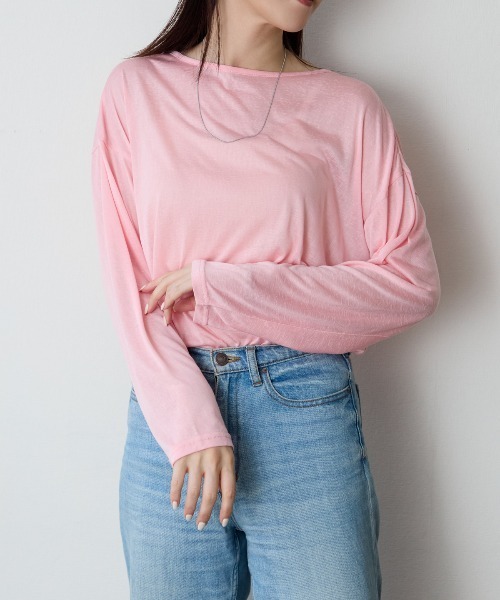 セール】ボートネック シアートップス（Tシャツ/カットソー