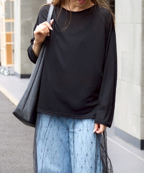 セール】ボートネック シアートップス（Tシャツ/カットソー