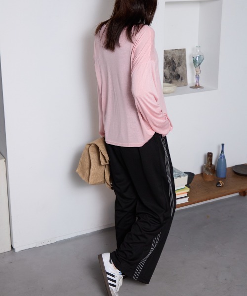 gyeong シアートップス セール】ボートネック シアートップス / 無地 / ラメ（Tシャツ