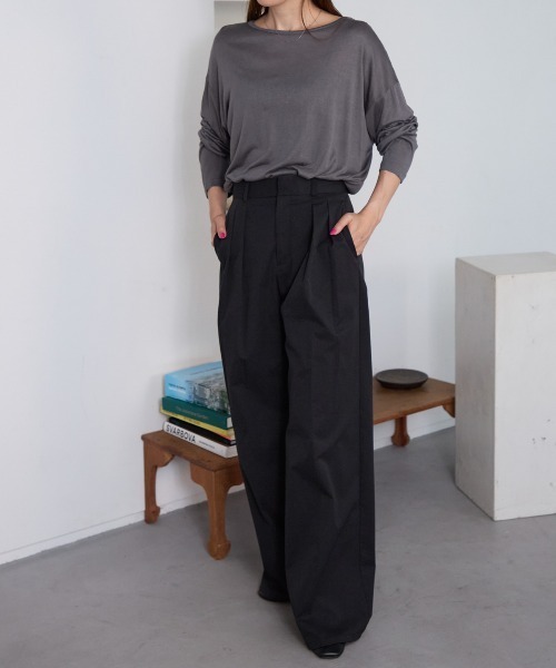 セール】ボートネック シアートップス / 無地 / ラメ（Tシャツ