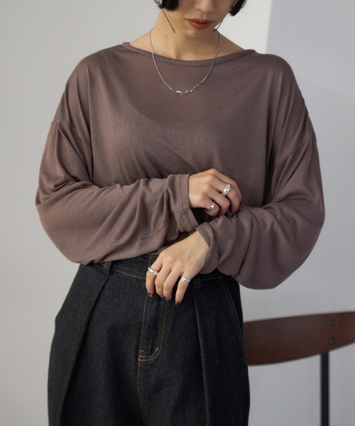 セール】ボートネック シアートップス（Tシャツ/カットソー