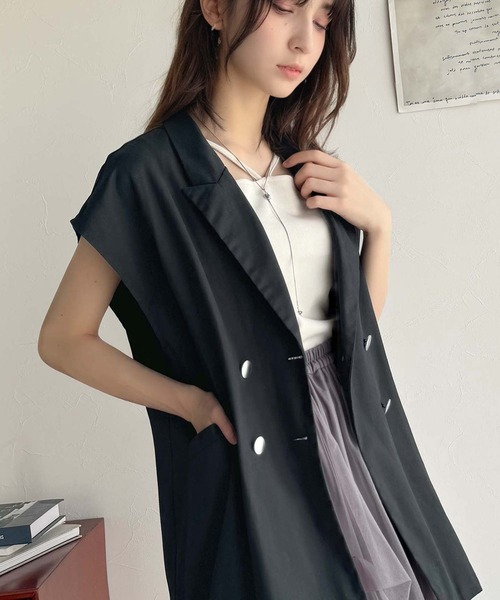 Java（ジャバ）の「《Javaジャバコラボ》洗練された魅力。綿100%リバーシブル2way裾ドロストダブルテーラードベスト（ベスト・レディース・ブラック/ベージュ・LARGE/MEDIUM/SMALL/X-LARGE）」の8枚目の写真