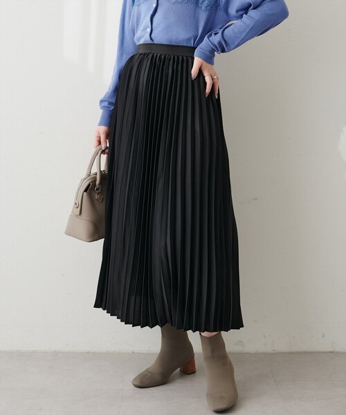 natural couture（ナチュラルクチュール）の「アコーディオンプリーツスカート（スカート・レディース・モカ/その他1/ボルドー/クリーム/ブラック・FREE）」の2枚目の写真